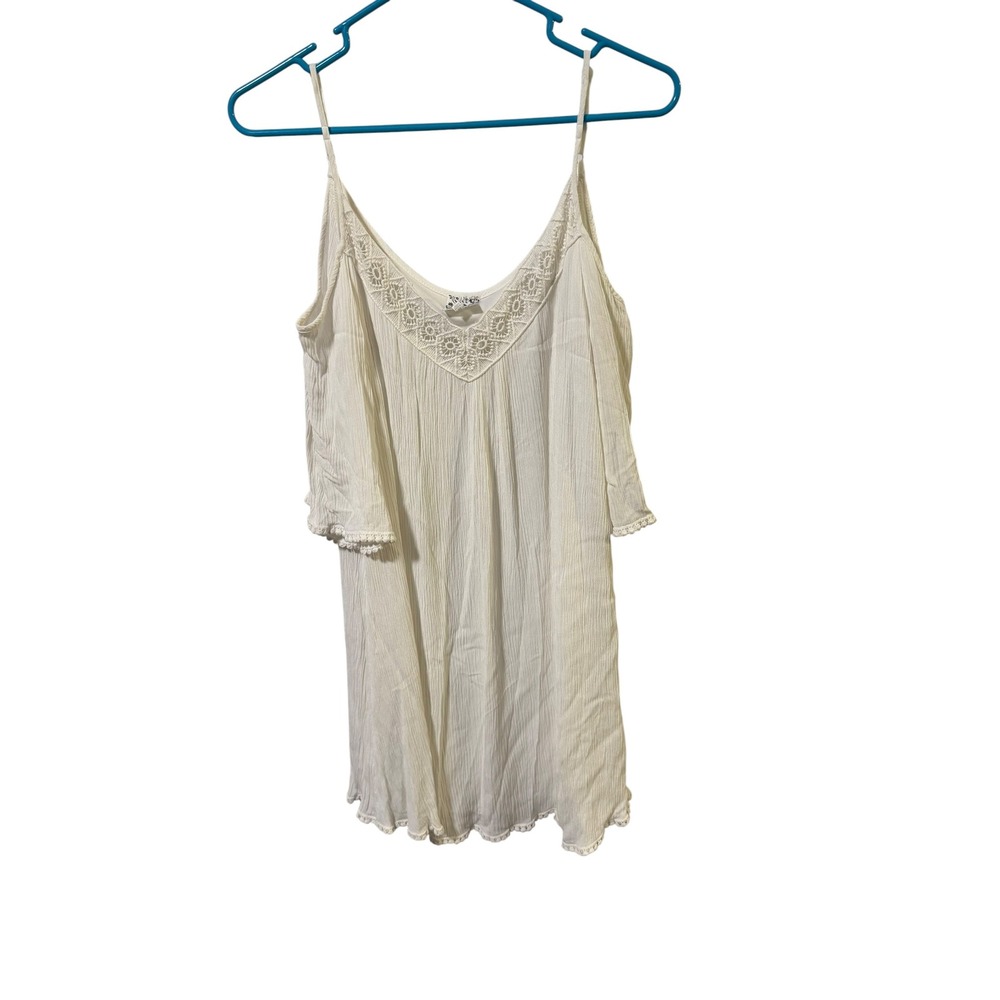 Naif Size Medium Cream Cold Shoulder Crochet Lace Trim Dress